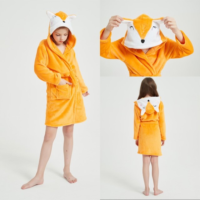 Szlafrok dziecięcy flanelowy jednorożec z kapturem, koszula nocna jesienno-zimowa dla dzieci - Wianko - 14