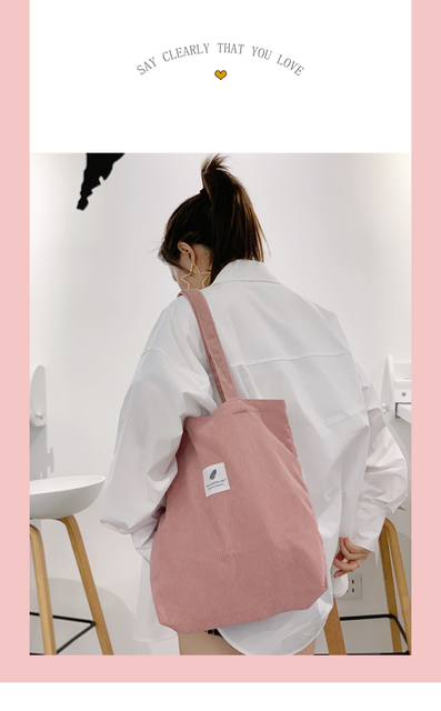 Wysokiej jakości torba na zakupy MABULA wykonana z grubej bawełny sztruksowej o stylu Casual dla kobiet - Wianko - 1