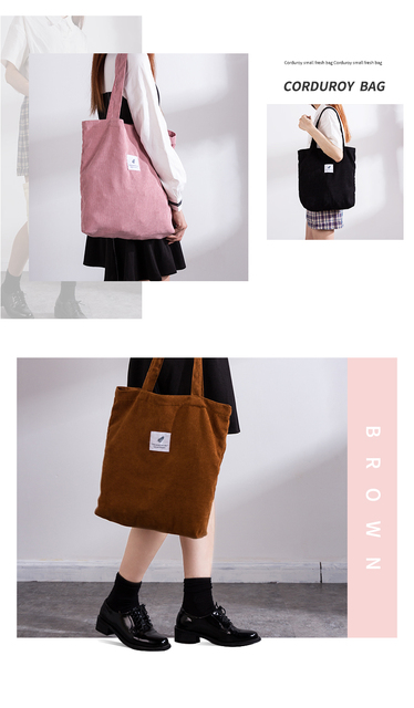 Wysokiej jakości torba na zakupy MABULA wykonana z grubej bawełny sztruksowej o stylu Casual dla kobiet - Wianko - 12