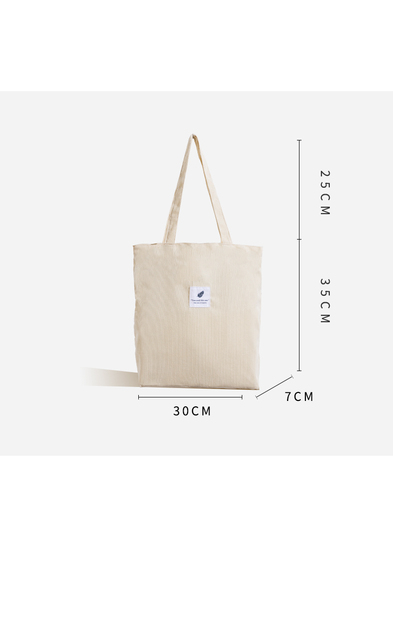 Wysokiej jakości torba na zakupy MABULA wykonana z grubej bawełny sztruksowej o stylu Casual dla kobiet - Wianko - 3