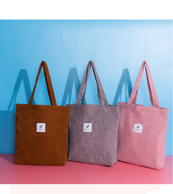 Wysokiej jakości torba na zakupy MABULA wykonana z grubej bawełny sztruksowej o stylu Casual dla kobiet - Wianko - 6