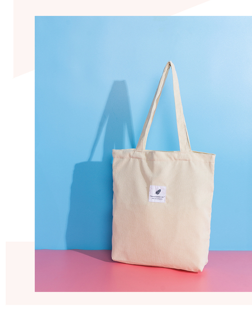 Wysokiej jakości torba na zakupy MABULA wykonana z grubej bawełny sztruksowej o stylu Casual dla kobiet - Wianko - 7