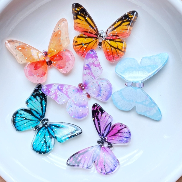 Figurka motyla 3D z żywicy - 10 sztuk, mieszane kolory, do księgi gości, DIY akcesoria - Wianko - 2