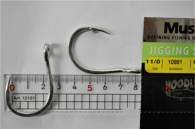 Mustad 10881 Jigging - 3 paczki haczyków stalowych wysokowęglowych do wędkarstwa morskiego - duże, kolczaste z otworem do Squid Carp Hardbait Hook Peche - Wianko - 8