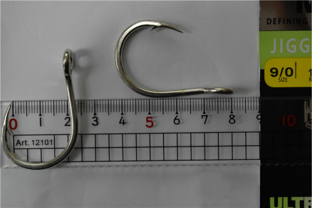Mustad 10881 Jigging - 3 paczki haczyków stalowych wysokowęglowych do wędkarstwa morskiego - duże, kolczaste z otworem do Squid Carp Hardbait Hook Peche - Wianko - 7