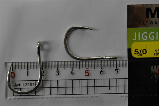Mustad 10881 Jigging - 3 paczki haczyków stalowych wysokowęglowych do wędkarstwa morskiego - duże, kolczaste z otworem do Squid Carp Hardbait Hook Peche - Wianko - 5