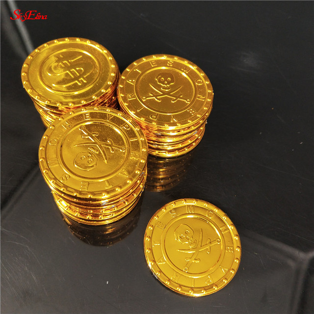 Złote monety z tworzywa sztucznego - zestaw 50/100 szt. w stylu Vintage, świetne jako fałszywe skarby na imprezy tematyczne - Wianko - 9