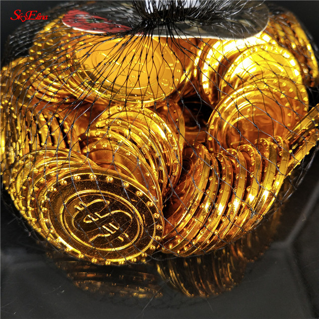 Złote monety z tworzywa sztucznego - zestaw 50/100 szt. w stylu Vintage, świetne jako fałszywe skarby na imprezy tematyczne - Wianko - 12