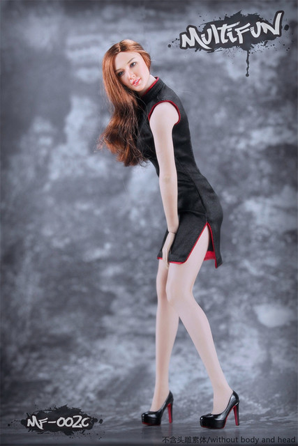Figurka kobieca w stroju qipao, skala 1/6, czarno-czerwono-biała - Wianko - 15