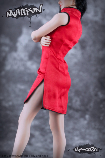 Figurka kobieca w stroju qipao, skala 1/6, czarno-czerwono-biała - Wianko - 3