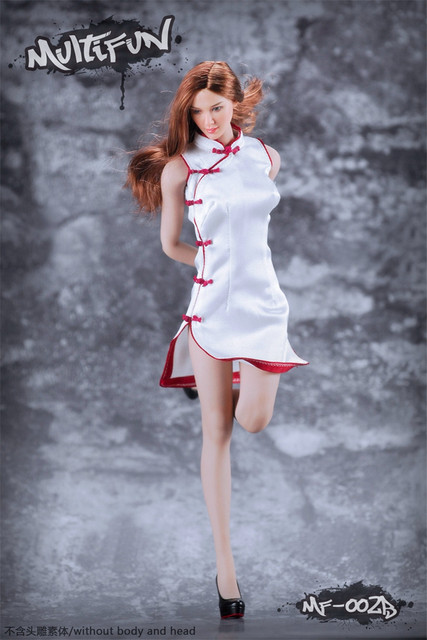 Figurka kobieca w stroju qipao, skala 1/6, czarno-czerwono-biała - Wianko - 11