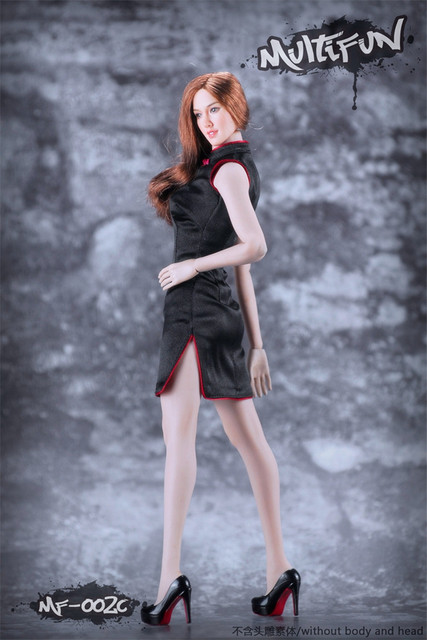 Figurka kobieca w stroju qipao, skala 1/6, czarno-czerwono-biała - Wianko - 12