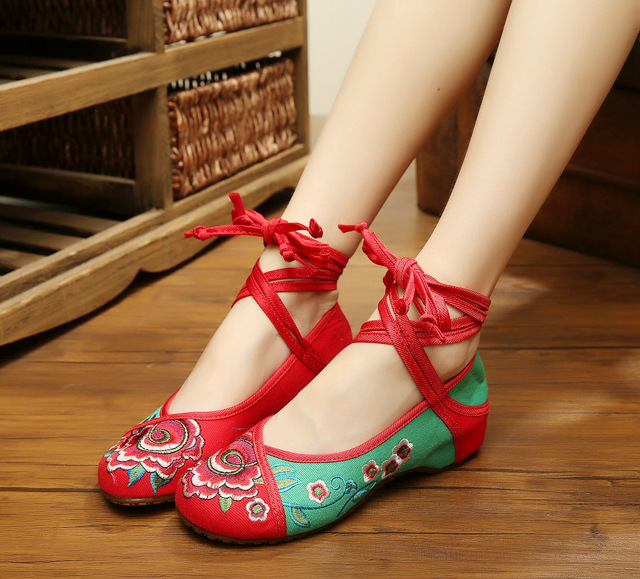 Retro damskie buty typu flats - Veowalk wygodne baletki z bawełnianej tkaniny i chińskim haftem - Wianko - 10