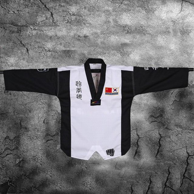 Dobok Taekwondo V-neck, czarny, uniwersalny dla dorosłych, dzieci, nastolatków, TKD Poomsae, czerwony, niebieski - Wianko - 7