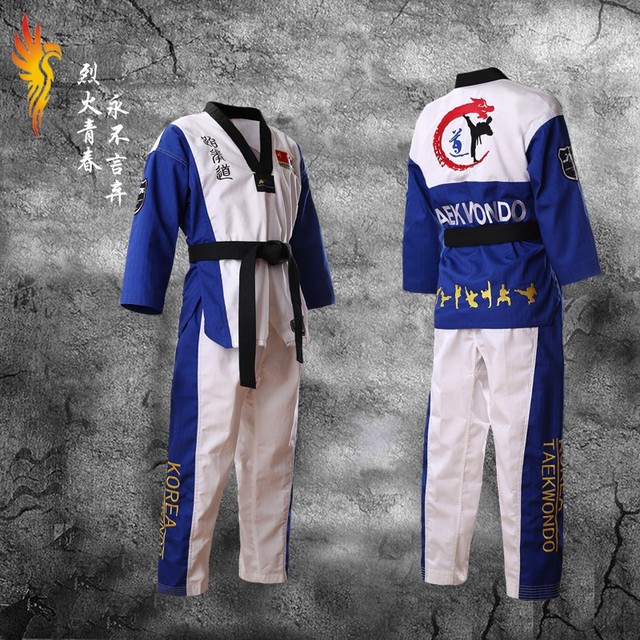 Dobok Taekwondo V-neck, czarny, uniwersalny dla dorosłych, dzieci, nastolatków, TKD Poomsae, czerwony, niebieski - Wianko - 9