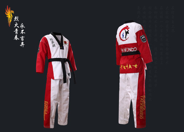 Dobok Taekwondo V-neck, czarny, uniwersalny dla dorosłych, dzieci, nastolatków, TKD Poomsae, czerwony, niebieski - Wianko - 4