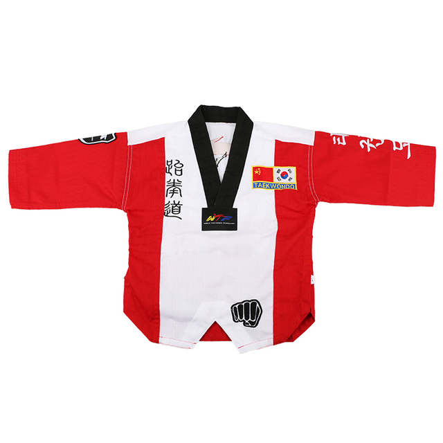 Dobok Taekwondo V-neck, czarny, uniwersalny dla dorosłych, dzieci, nastolatków, TKD Poomsae, czerwony, niebieski - Wianko - 18