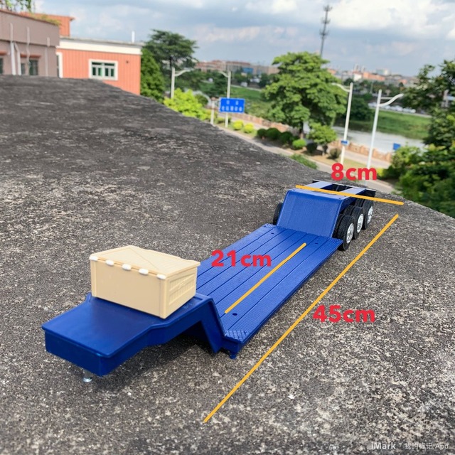 Model zabawkowy ciężarówki z przyczepą, skala 1:32, 45cm - modyfikowana scena transportu samochodowego - Wianko - 5
