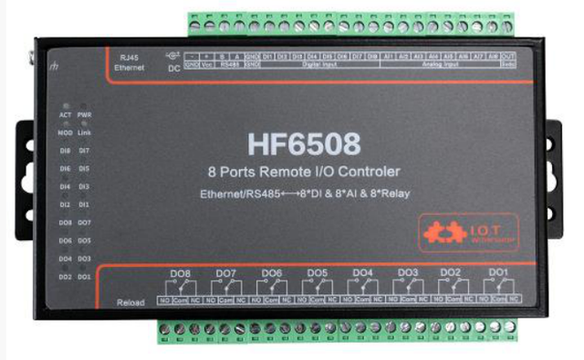 Kontroler przemysłowy IO HF HF6508 Ethernet RS485 8CH - 8 DI, 8 DO, 8-drożny zdalny przekaźnik Ethernet pilot zdalnego sterowania - Wianko - 2