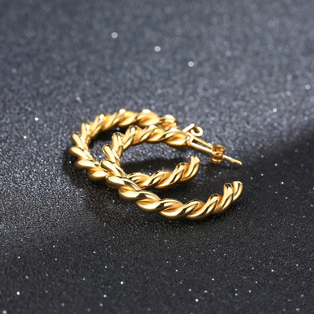 Kolczyki Boho Chic Gold Vermeil w kształcie skręconych obręczy dla kobiet - Wianko - 22