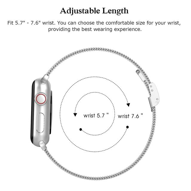 Bransoleta metalowa Milanes do Apple Watch 44mm/40mm/42mm/38mm - smukły pasek ze stali nierdzewnej, kompatybilny z serią iWatch 4/5/6/SE - Wianko - 2