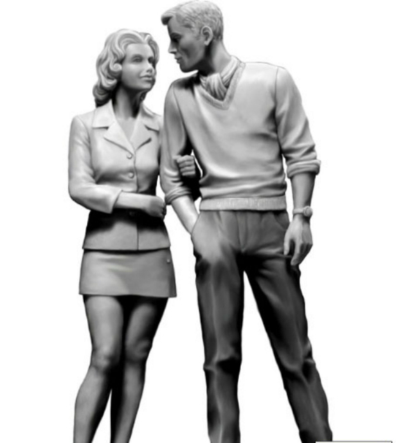 Zestaw do składania modeli 1/24 w skali Żywica Rysunek Happy Couple Bob i Sally - bezbarwna zabawka modelarska - Wianko - 2