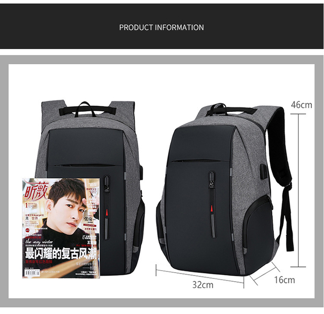 Mężczyźni i kobiety - wodoodporny plecak szkolny Mochila z zabezpieczeniem przeciw kradzieży dla laptopa 15.6-17 Cal z portem USB - Wianko - 6