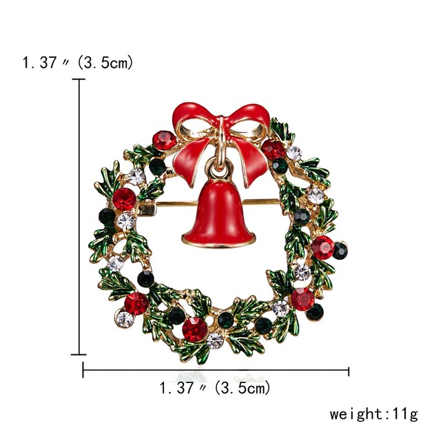 Broszki Boże Narodzenie Xmas Bow Bells – Vintage biżuteria do garnituru, płaszcza i sukienki - Wianko - 2