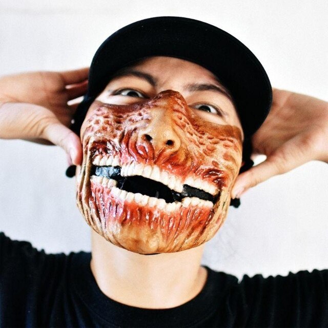 Maseczka imprezowa na Halloween - demoniczny uśmiech w stylu maskarady (azjatyckie pół twarzy) - Wianko - 10
