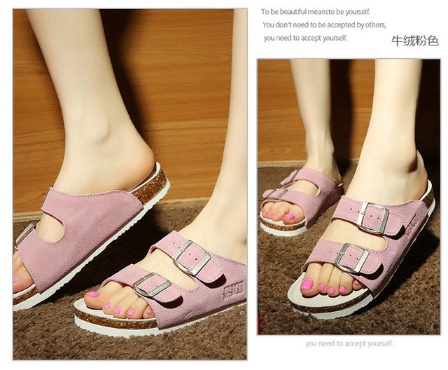 Klasyczne sandały dla kobiet 2021 z dwiema klamrami, wykonane z wysokiej jakości krowiej zamszowej skóry - niskie obcasy - Wianko - 13