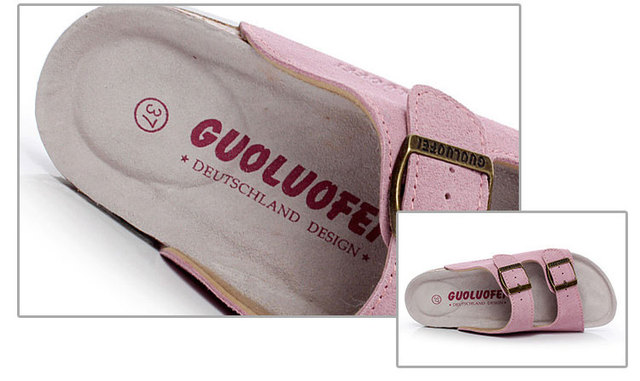 Klasyczne sandały dla kobiet 2021 z dwiema klamrami, wykonane z wysokiej jakości krowiej zamszowej skóry - niskie obcasy - Wianko - 3