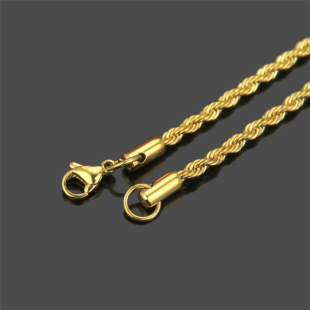 Męski naszyjnik łańcuszkowy o szerokości 3mm z kubańskim linkiem, ze stali nierdzewnej, złoty kolor, 316L - hip hopowa biżuteria dla mężczyzn - Wianko - 7