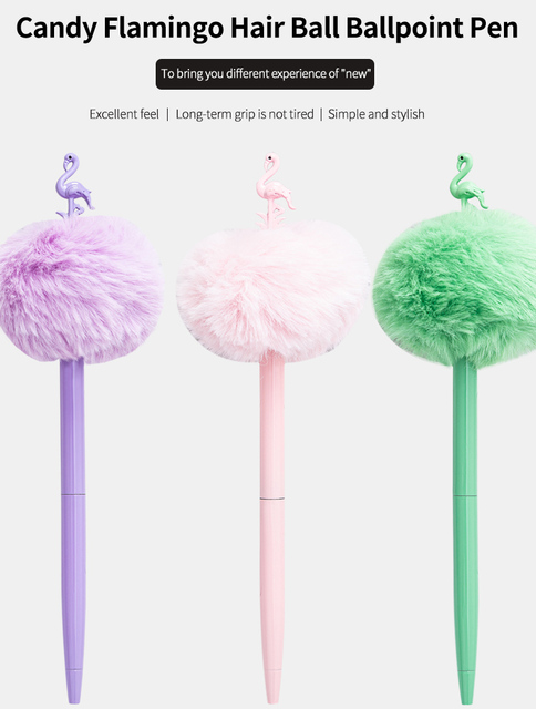 Pióro kulkowe Flamingo z 20 słodkimi cukierkami, dostosowane do osobowości, z piórem Pom Pom pluszowym - fantastyczny prezent - Wianko - 3