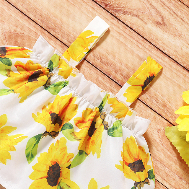 Zestaw ubranek dla noworodka - kamizelka bez rękawów + spodenki stroje słonecznika z kwiatowym wzorem dla dziewczynki - 2020 lato - Wianko - 12