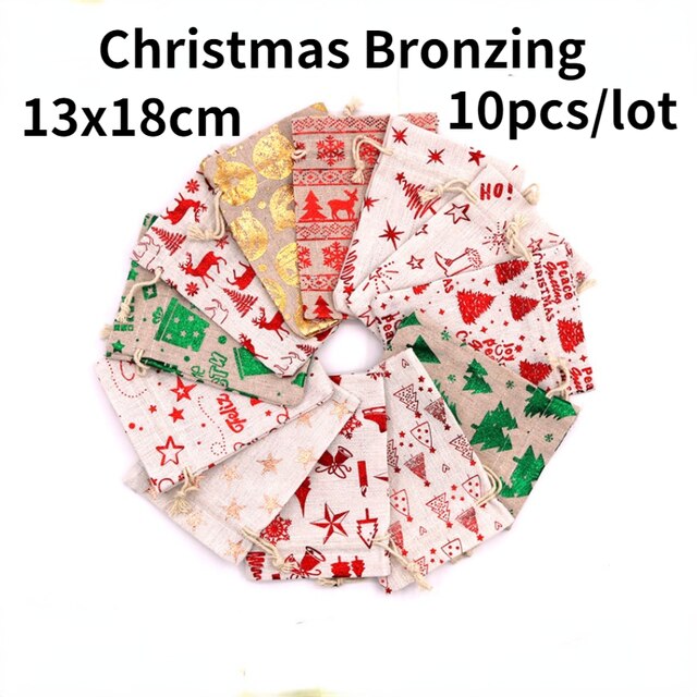 Torebki bawełniane ze świątecznym motywem do pakowania prezentów (10x14cm) - Wianko - 2