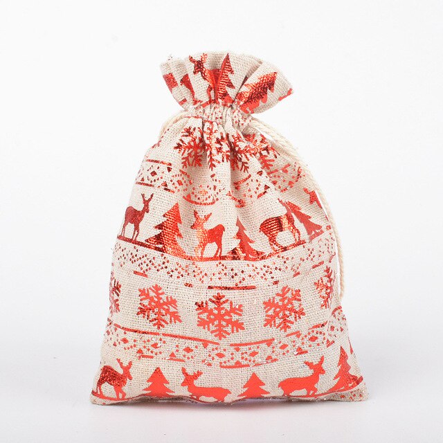 Torebki bawełniane ze świątecznym motywem do pakowania prezentów (10x14cm) - Wianko - 10