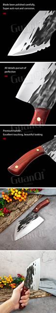 Ręcznie kuty nóż rzeźnicki z drewnianym uchwytem - wielofunkcyjny nóż kuchenny do krojenia mięsa i drobiu - Wianko - 2