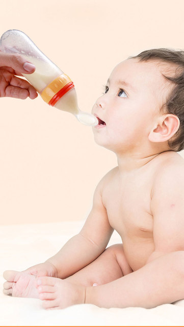 Silikonowa butelka do karmienia niemowląt 90 ml z łyżką do podawania suplementów diety - Wianko - 2