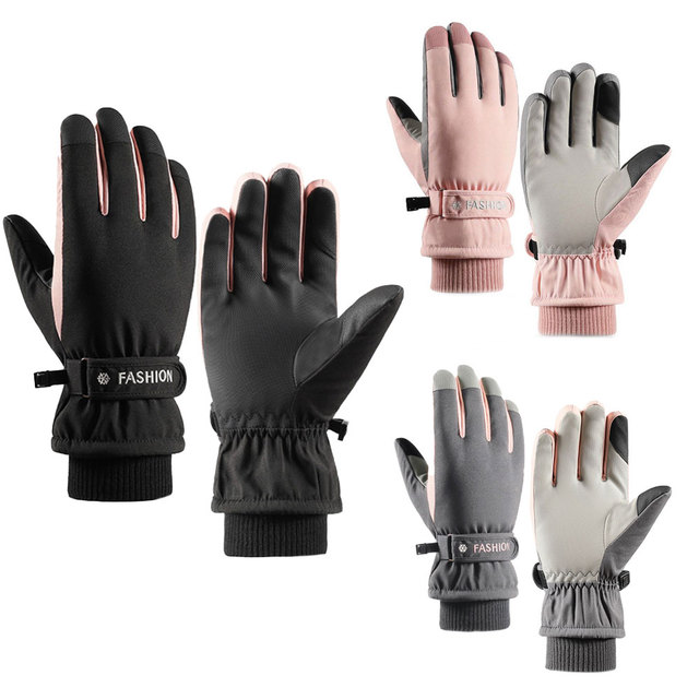 Rękawiczki narciarskie damske do ekranu dotykowego, termiczne, wodoodporne - Wianko - 1