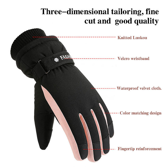 Rękawiczki narciarskie damske do ekranu dotykowego, termiczne, wodoodporne - Wianko - 2