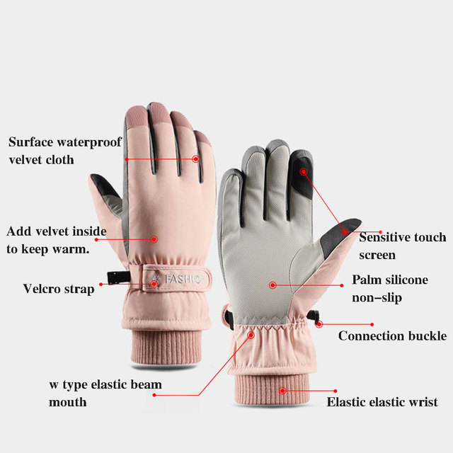 Rękawiczki narciarskie damske do ekranu dotykowego, termiczne, wodoodporne - Wianko - 6