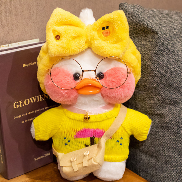 Śliczna pluszowa kaczka LaLafanfan Caferozrabiająca Lucky Duck wypełniona miękką lalką Kawaii dla dzieci - Wianko - 6