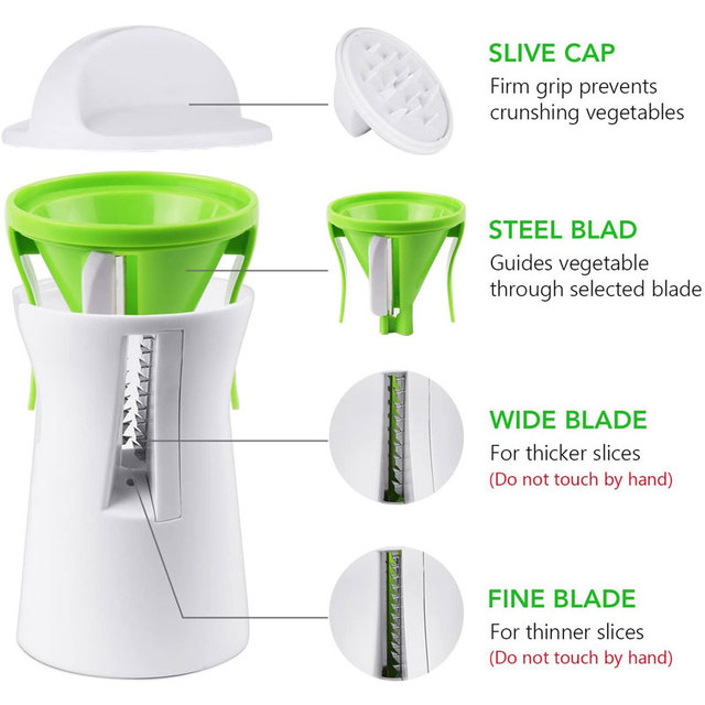 Ręczny spiralny tarka spiralizer 2 w 1 do warzyw i owoców - Wianko - 5