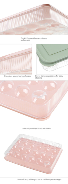 Pojemnik na jajka plastikowy na 24 sztuki z pokrywką - przenośne przechowywanie żywności w lodówce - Wianko - 21