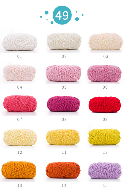 Miękka przędza bawełniana o 49 kolorach, idealna do ręcznego dziania i szydełkowania - 40 g/partia - Wianko - 2