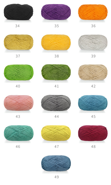 Miękka przędza bawełniana o 49 kolorach, idealna do ręcznego dziania i szydełkowania - 40 g/partia - Wianko - 3