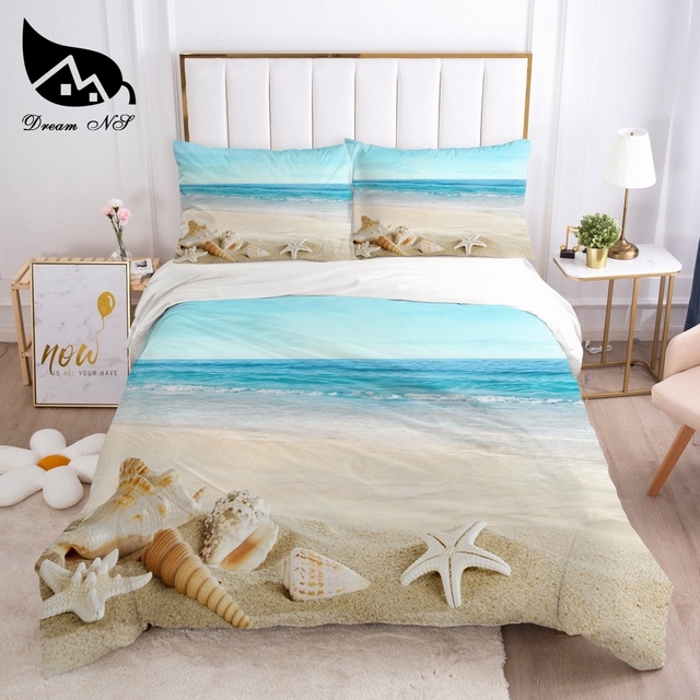 Pościel Art Dream NS z zestawem kołdry i poszewki na poduszkę, plażowy motyw, tekstylia domowe - Wianko - 6