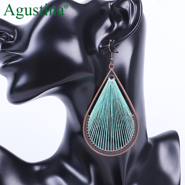 Kolczyki wiszące Agustina 2020 Vintage - biżuteria moda, kształt spadku, wykonane z czeskiego metalu, styl boho, dla kobiet, nowe - Wianko - 2