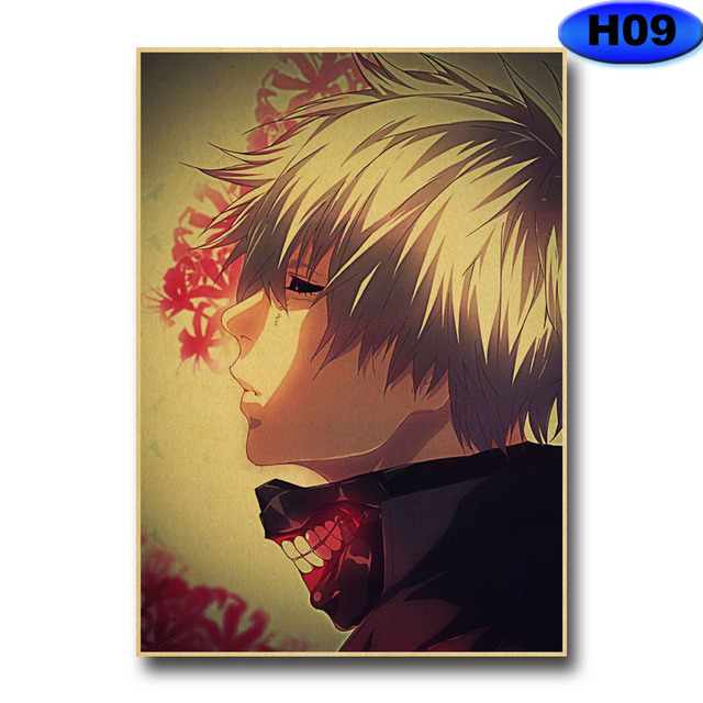 Plakat naklejka ścienna Tokyo Ghoul w stylu Vintage - dekoracja domowa, barowa, malarstwo na papierze Kraft - Wianko - 12