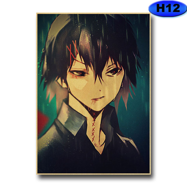 Plakat naklejka ścienna Tokyo Ghoul w stylu Vintage - dekoracja domowa, barowa, malarstwo na papierze Kraft - Wianko - 15